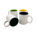 11 oz. Taza de café de sublimación de cerámica blanca con color adentro de 11 oz de gres blanco Sublimación tazas de café
